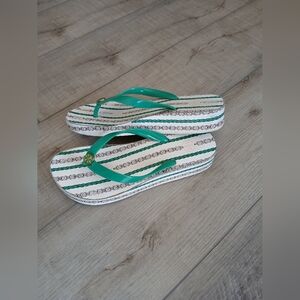 Tory Burch Gemini Platform Printed Flip-Flops.